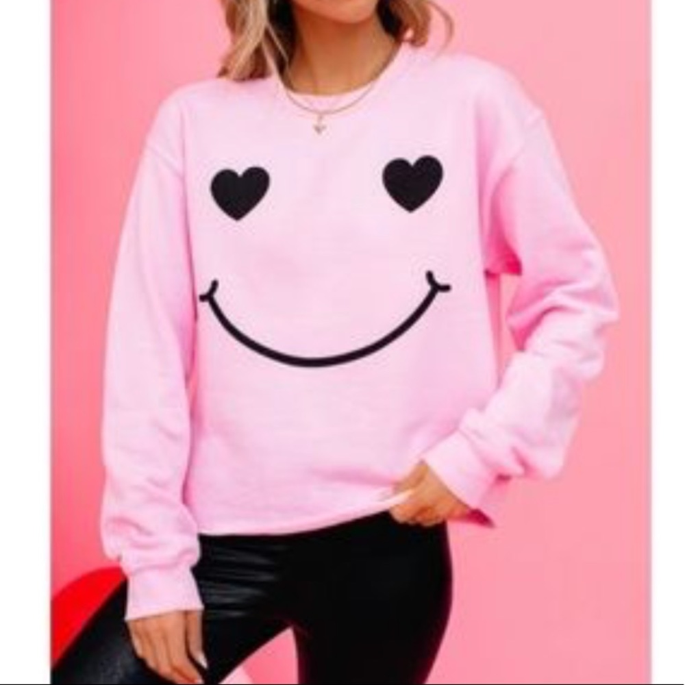 lulusimon studio for vici happy face crewneck pull over sweater